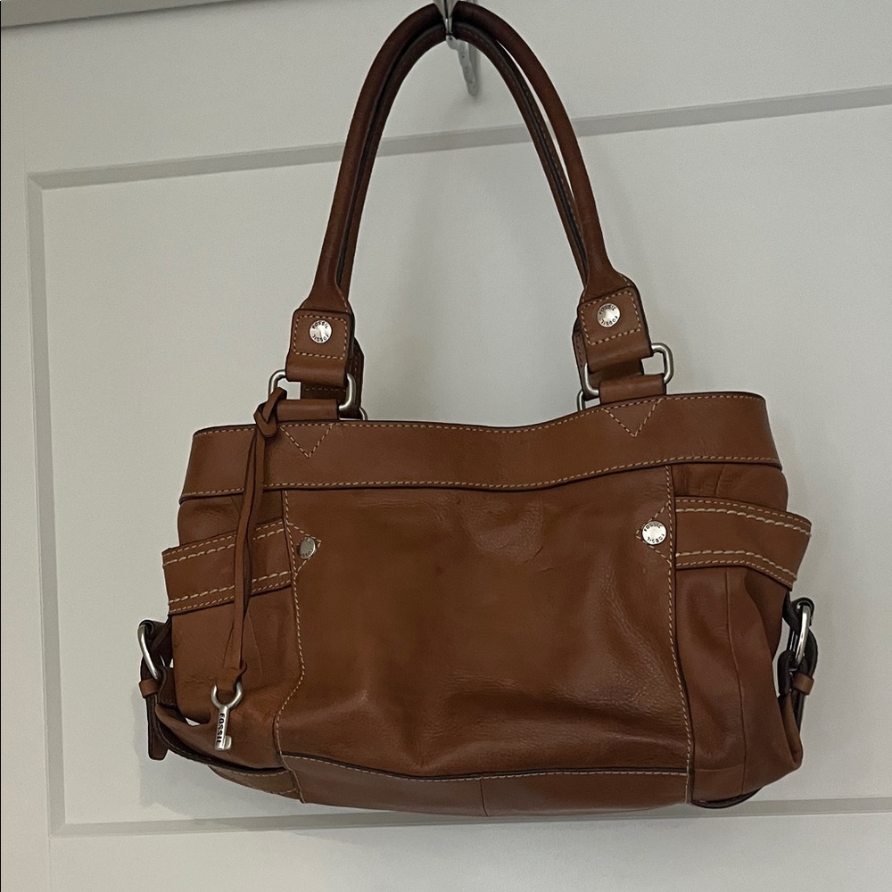 Fossil Tan Leather Shoulder Bag